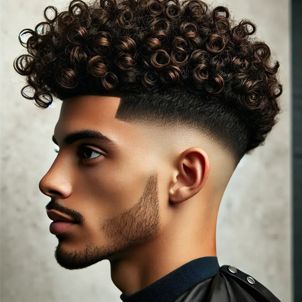 Burst Fade with Curly Hair